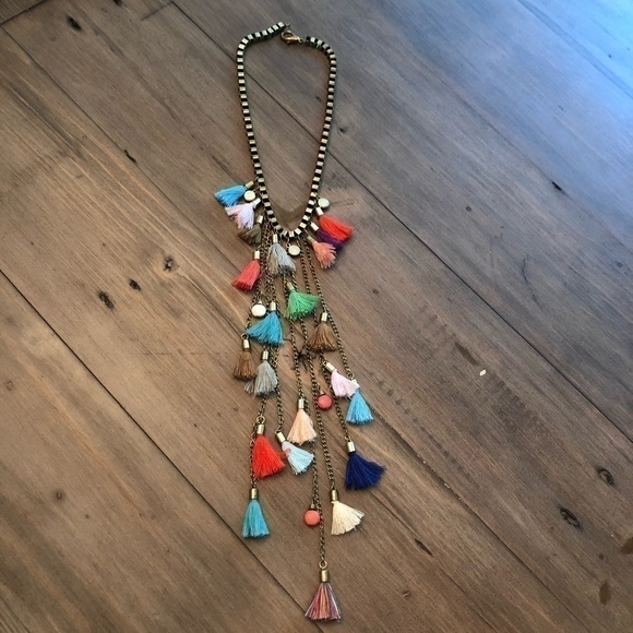 𝅺POMPOMS multicolor long statement necklace - Picture 1 of 4